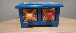 Spice rack with 2 drawers, ceramic drawers, hand-painted, wooden, traditional. Negotiable!!