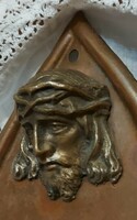 Contemporary art nuovo secession copper portrait of Christ holding holy water