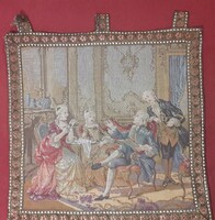 Régi barokk jelenetes falikárpit, gobelin kép (L3444)