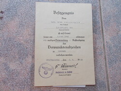 Ww2, certificate: werwundetenabzeichen in schwarz