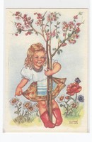 Easter postcard postal clean little girl 