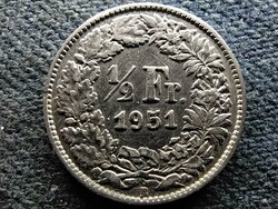 Svájc .835 ezüst 1/2 Frank 1951 B (id73390)