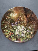 Álomszép virágos csendélet, Fürstenberg porcelán dísztányér, gyűjtői darab