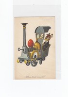 Húsvéti képeslap Retro nyuszis-vonatos 50-60-as évek (2)