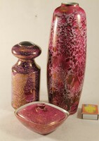 Hollóházi eozinos vázák, bonbonier 495