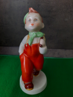 Royal dux porcelain boy with bat and dog figure