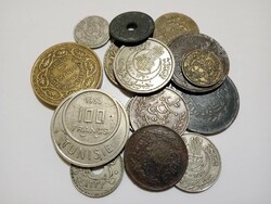 Régi érmék: tunéziai-lot, 16 db, érdekesebb darabokkal