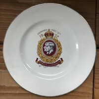 II. Erzsébet királynő régi angol porcelán v. fajansz koronázási emlék jubileum tányér