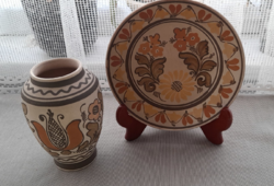 Korondi ceramic wall plate + vase