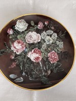Dreamy collector's rosy porcelain decorative plate with Dutch royal mosa