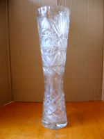 Antique slim hand polished crystal vase
