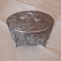 Metal jewelry box, lined with velvet