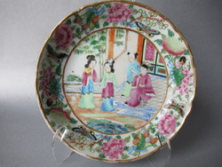 Antik kínai porcelán tál (Canton, 1850 körül)