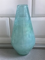 Frame stained glass vase in sky blue, 21 cm high