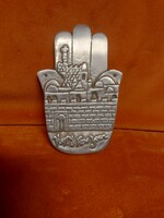 Hand of Hamsa/Fatima, Jerusalem, solid aluminum plaque, 138x90 mm, 154 gr