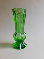 Zöld Bohemia vintage csehszlovák üvegváza - 15 cm