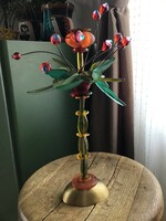 ORNA LALO design bohém trópusi virág gyertyatartó, plexiüveg (műanyag)