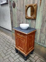 Vintage márványlapos mosdószekrény fürdőszoba szekrény