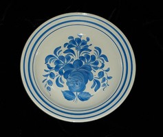 Porcelán fali tányér kék virágos kézzel festett 23 cm falitányér falidísz
