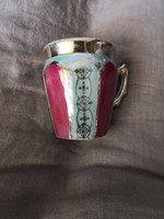 Antik eozin mázas (irizáló) csésze