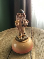 Old Anri brand Italian Ed Michel Oks carved wooden figure with musical rotating base