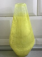 Frame stained glass vase in lemon yellow color, 21 cm high
