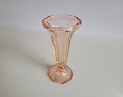 Old glass vase pink art deco goblet vase