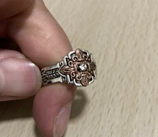Aranyozott cirkon Köves gyűrű viasz pecsét nyomó 925 ezust