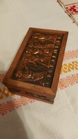 Craft wood box with copper insert, card box, jewelry box