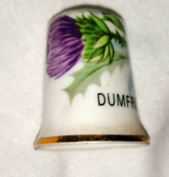 With English marking, porcelain thimble, thistle flower 30.
