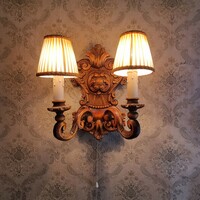 Dazzling richly carved, beautiful quality wooden baroque wall arm 2 pieces in one