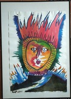 Exceptional offer! Béla Seift: flaming love - watercolor on soaked paper from 2007