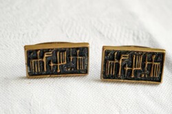 Retro applied art goldsmithing punchy László cufflinks pair marked