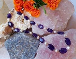 Exclusive real term. True pearl amethyst quartz necklace, topaaa