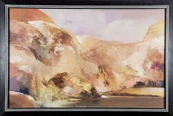 Hargitai Zsigmond: Megbúvó tó a sziklák között kortárs festmény - 50884