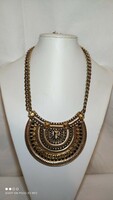 Marked fashion jewelry neck blue necklace gold color metal marked spectacular size