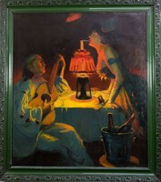 Horváth g. Andor (1876 - 1966): carnival fun oil painting