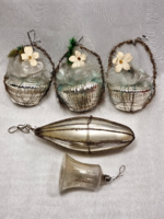 5 pieces of glass ornaments/Christmas tree ornaments, first half/middle of xx.Szd.