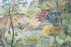 Zoltán Klie watercolor landscape, signed work