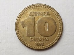 Jugoszlávia 10 Dínár 1992 érme - Jugoszláv 10 Dinara 1992 külföldi pénzérme