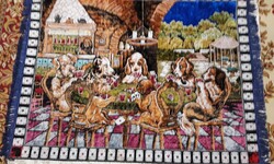 Kártyázó kutyák selyemmokett, faliszőnyeg, falikárpit (M3398)