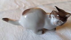Zsolnay porcelain cat figurine, hand painted, marked