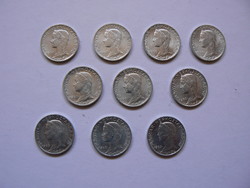 10 pieces of 5 pence, 1963. A verdant coin collection in one