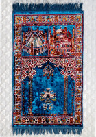 Gyönyörű Vintage Arab Fali Mokett Ima Szőnyeg Faliszőnyeg Imaszőnyeg 102 cm x 62 cm
