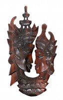 Oriental carved scene, made of mahogany wood