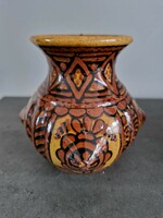 KIÁRUSÍTÁS - Különleges Baán Imre mázas kerámia váza, 10,5 cm Hódmezővásárhely