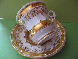 19 sz.Biedermeier Porcelán C.T. Carl Tielsch Altwasser Arany Dekor Teás Kávés Csokis Csésze Alátét