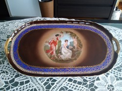 Antique Viennese victorian porcelain tray with a beautiful allegorical scene.