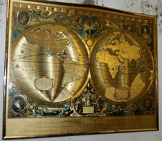 Aranyozott díszes világtérkép keretezve 520