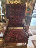 Neo-Renaissance armchair upholstered with a truly special unique carpet. You won't find anything like it :-)